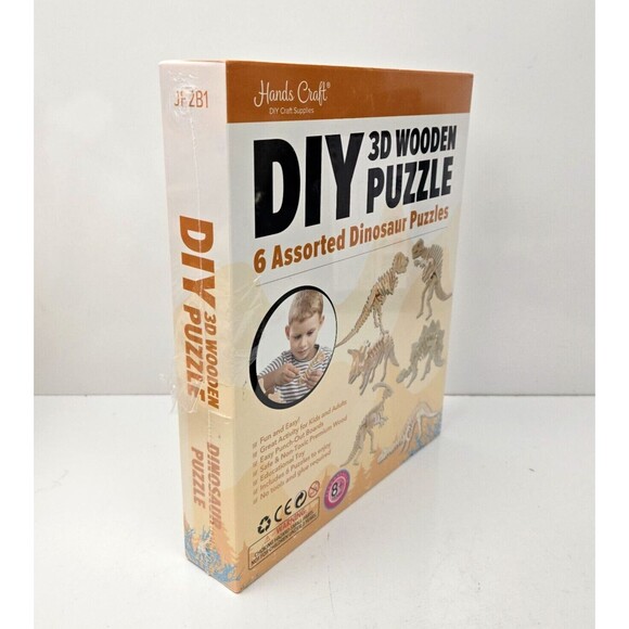 Hands Craft DIY 3D Wooden Puzzle 6 Assorted Dinosaur Puzzles Set Stem NEW Sealed - Picture 5 of 10